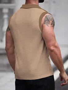 Manfinity Homme 男士 1 件寬鬆百搭背心，適合工作通勤、日常穿著、疊穿與外穿，成熟版型，Ins 熱銷，休閒、運動、日常通勤與度假皆適用，送給男友、丈夫與情侶的完美禮物 - 棕色 - 查看 2