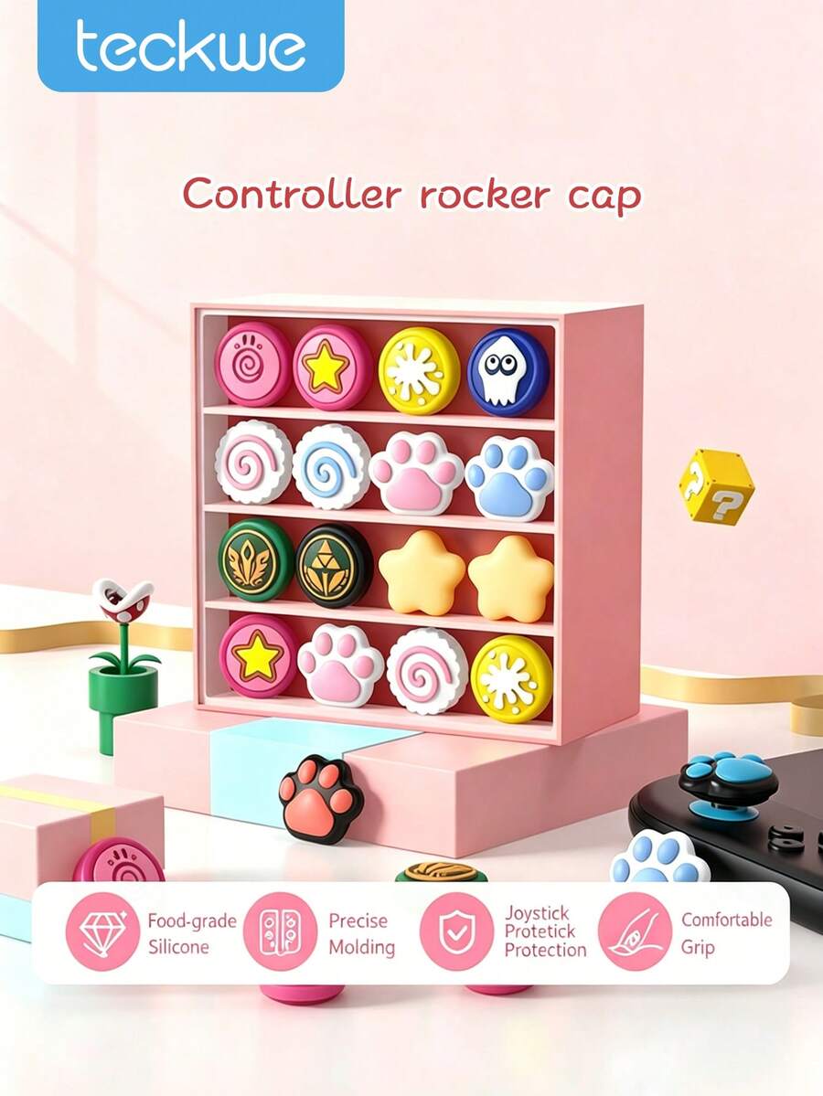 Teckwe Penutup Joystick Silikon Lembut Kompatibel dengan Kontroler NS2, Desain Game Kartun Lucu, Anti-Selip dan Anti Keringat, Pelindung Thumb Stick untuk Bermain Game di Rumah dalam Waktu Lama, Tahan Aus, Mudah Dipasang, Aksesori Game Tahan Lama dengan Harga Terjangkau - View 1