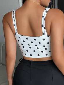 Dazy Plus Sports Casual Fitted Padded Polka Dot Sports Bra, Wearable As Top, Versatile White, Spring Summer Autumn New Arrival - Apricot - View 6