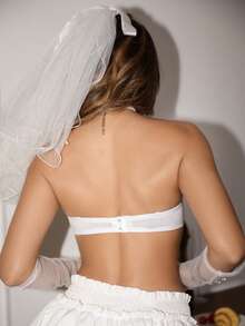 Crystal Vow 1pc White Lace Strapless Bra - White - View 2