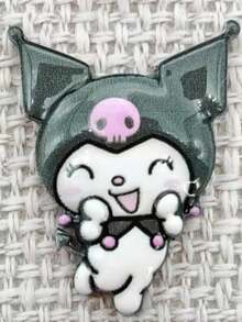 HELLO KITTY AND FRIENDS | SHEIN New Creative Cartoon Pattern Printing Brooch, IP Joint Design, Lovely Personalized, Simple And Generous, Can Also Be Used As Accessories, Suitable For - Black and White - View 14