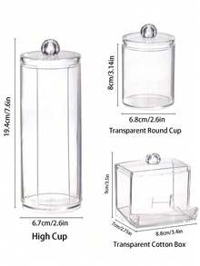 1pc/3pcs Vanity Makeup Storage Organizer, Q-Tip Holder Bathroom Container, Round Pad/Floss Dispenser, For Sorting And Storing, For Holiday Beach, Bathroom Collection, Bedroom Collection, Large Capacity, Compact Modern Design, Space Saver Countertop - Multicolor - View 6