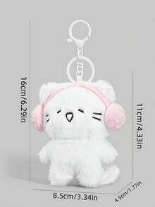 ROMWE Kawaii 1個可愛貓咪音樂耳機包掛飾，生日節日禮物，節慶學校畢業背包裝飾吊飾 - 白色1 - 查看 2