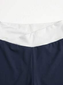 SHEIN Girlism 青少年女孩運動服 3 件套，奶油黃針織長袖立領拉鍊外套、背心、單車緊身褲 - 彩色 - 查看 8