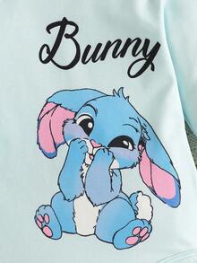 SHEIN 2pcs/Set Baby Boy Cute Rabbit Print Long Sleeve Bodysuit, White Light Blue Color, Spring/Autumn Crawl Suit, Matching Parent-Child Style, Soft Fabric - Blue - View 6
