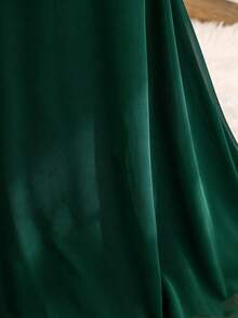 Gaun A-Line Tanpa Lengan Leher Asimetris Warna Hijau Tua Elegan untuk Kembali ke Sekolah, Berpinggang Tinggi, dengan Resleting, Cocok untuk Siswa SMA, Wisuda, Pesta Musim Gugur - Dark Green - View 4