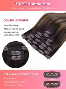 7PCS Straight Clip In Hair Extensions 100% Real Human Hair 14-24 Inch 115G Double Weft Invisible Clip Hair Extensions Remy Natural Human Hair For Women Girls Daily Use - S2/10 - View 4