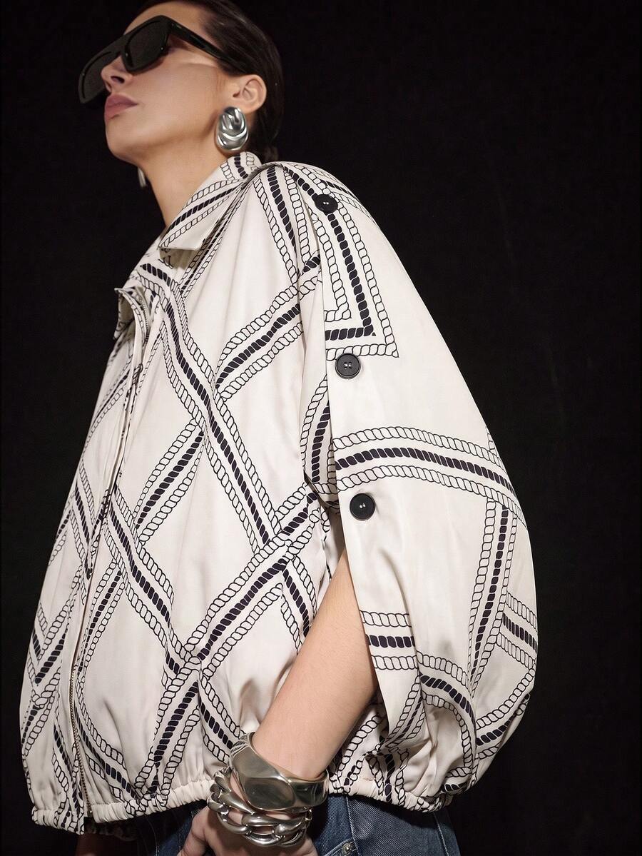 Lumivelle Fashionable Commuter Diamond Print Jacket