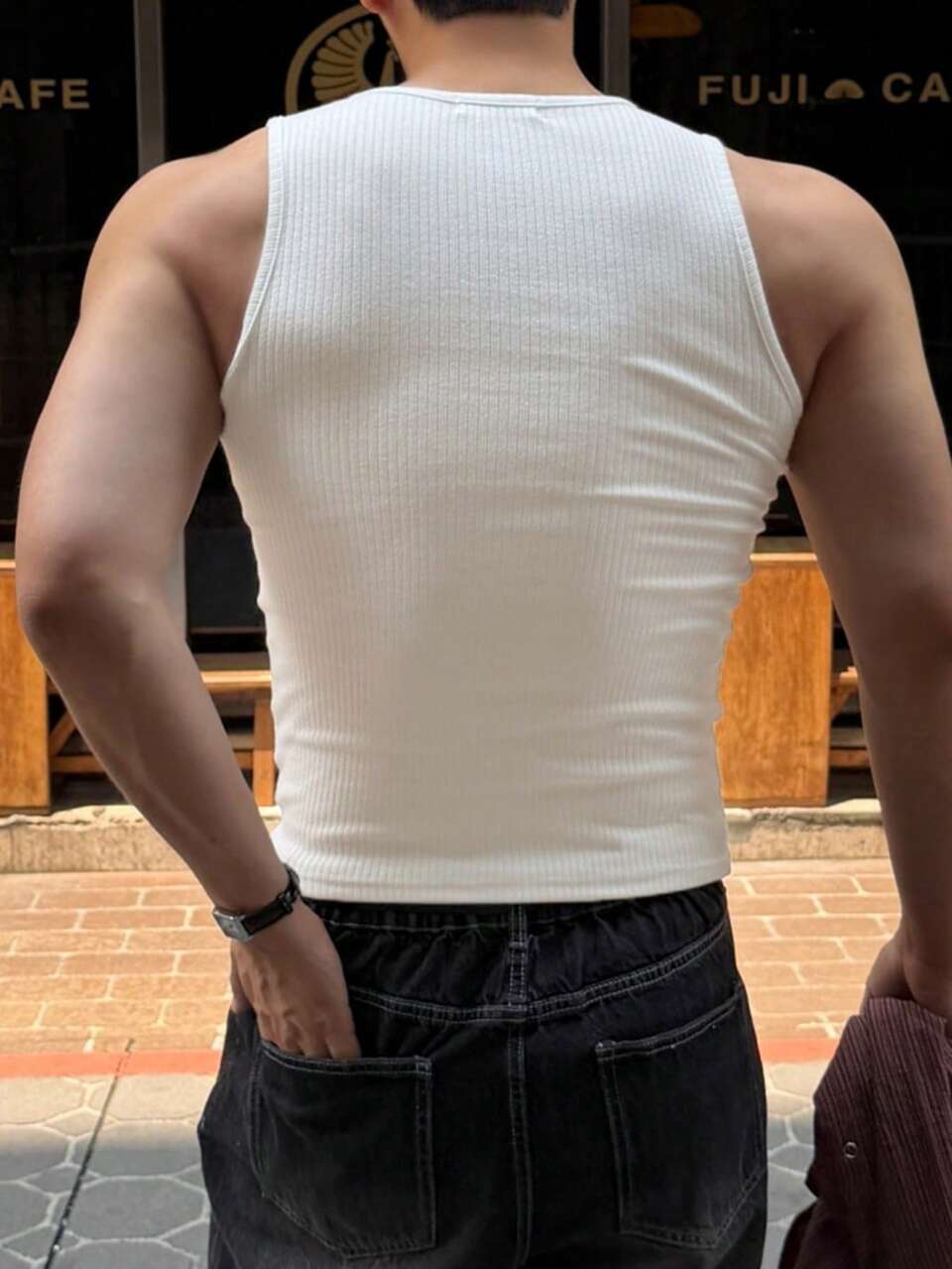 Men's Ribbed Minimalist Everyday Crew Neck Tank Top, Versatile Summer