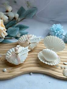 VICKYO 10-Piece Shell Candle Gift Set, Including Shell-Scented Candles, A Shell Gift Box, And Pink Ribbon Tags, Is The Perfect Gift For Weddings, Bridal Showers, And Beach Parties. - 10Pcs - View 2