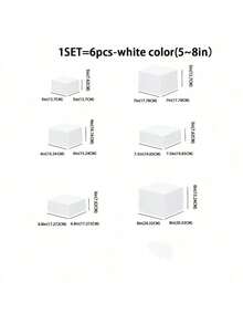 3/4/6Pcs White/Transparent Acrylic Buffet Food Stands, 5-Sided Hollow Bottom Multi-Functional Display Risers For Brunch, Buffet, Wedding And Party Decor (Please Carefully Select The Correct Set; The Product Has Detailed Size Markings) - White - View 15