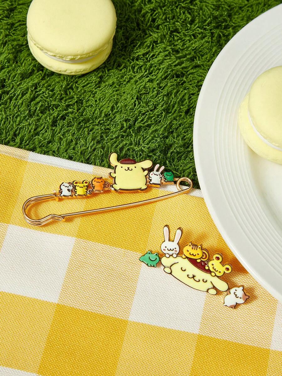 HELLO KITTY AND FRIENDS | SHEIN 新款創意卡通動物圖案印花胸針,IP聯名設計,可愛個性化,簡約大方,亦可作為飾品使用,適合 - 彩色 - 查看 1