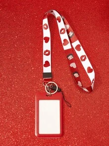 Betty Boop x SHEIN Betty Boo 多功能組合鑰匙圈識別證套，紅色愛心圖案卡套鑰匙圈，包包吊飾 - 紅色 - 查看 5