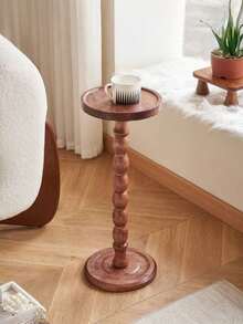 One Modern‑Style Round Wooden Side Table, Tea Table, Small Wooden End Table, Multi‑Functional Base. Suitable For Living Rooms, Beside Sofas, Bedrooms, Plant Stands And Home‑Decor Furniture; Applicable For Living Rooms, Bedrooms And Bedside Areas - Multicolor - View 6