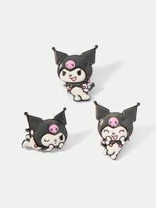 HELLO KITTY AND FRIENDS | SHEIN New Creative Cartoon Pattern Printing Brooch, IP Joint Design, Lovely Personalized, Simple And Generous, Can Also Be Used As Accessories, Suitable For - Black and White - View 8