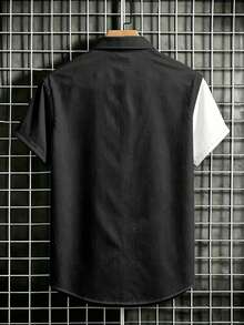 NEOREFINED Men's Colorblock Patchwork Short Sleeve Shirt - Multicolor - View 3