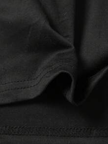 Manfinity Men's Solid Color Stand Collar Casual Versatile Daily Wear T-Shirt - Black - View 6