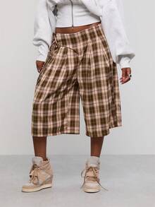 COUREZ Falda midi envolvente con lazo lateral en cuadros / Ropa de verano Y2K Atuendos de verano para mujeres Atuendos para salir Faldas para mujeres Falda negra Falda de verano - Multicolor - Ver 6