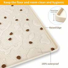 1pc Silicone Paw Detail Pet Placemat - Waterproof And Non-Slip For Daily Feeding, Food And Water Bowl Protection, Prevents Spills And Stains; Perfect For Home Use, Travel, Holiday Gatherings, Festive Parties, - Beige - View 4