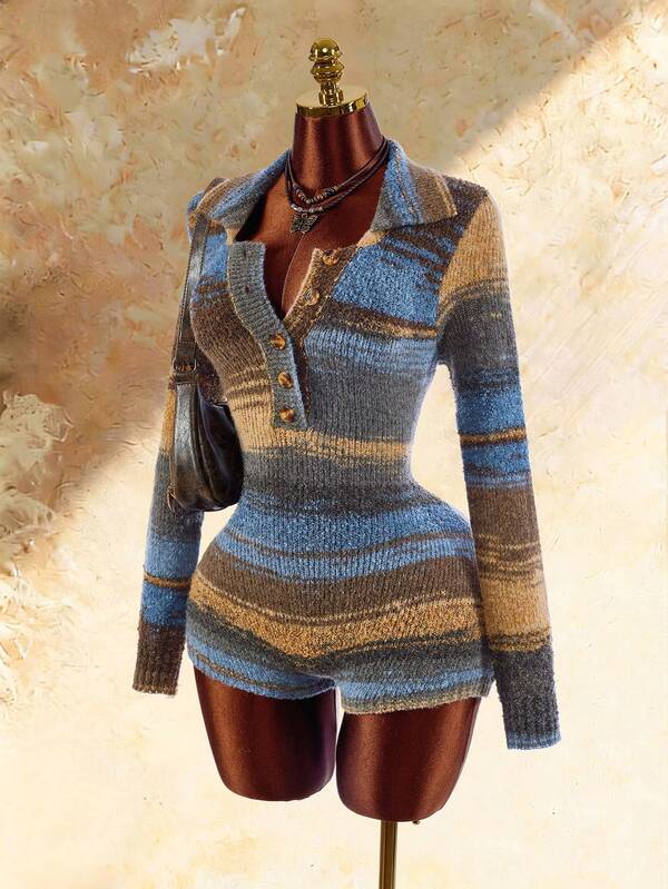 Amplova Women's Colorblock Casual Daily Knit Romper