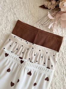 LMoss Kids Baby Girl Knitted Heart Pattern Round Neck Ruffle Trim T-Shirt And Long Pants 6-Piece Set - Multicolor - View 5