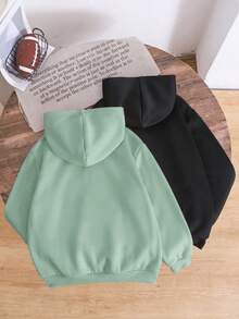 SHEIN Tween Girl 2件組休閒可愛舒適極簡風黑灰色長袖上衣，適合學校、日常穿著，秋冬款 - 彩色 - 查看 2