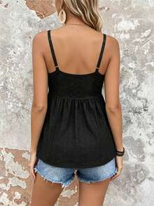 Breezaya Tank Top Cami Polos Ukuran Plus untuk Wanita, Kasual dan Serbaguna untuk Pakaian Liburan - Hitam - View 2