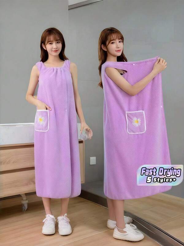 Peignoir de bain à séchage rapide pour femmes, serviette enveloppante super absorbante avec motif imprimé, peignoir de spa réglable pour la maison, le sauna, le salon, la plage, serviette enveloppante légère et douce pour après la douche