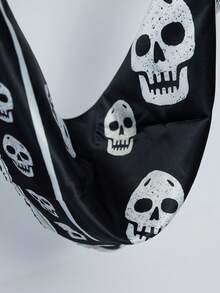 MUSERA Satin Skull Print Headscarf Spring Summer Vacation Sexy Holiday Accessory Elegance - Black and White - View 4