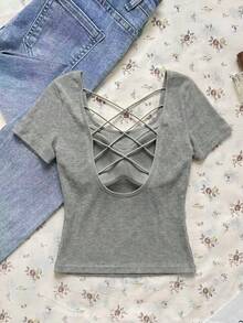 SHEIN EZwear 休闲纯色吊带T恤，带衬垫胸罩，夏季上衣，罗纹T恤，适合日常通勤、约会、聚会、秋冬夏三季、圣诞节、新年、感恩节、派对、婚礼、海滩、毕业典礼等场合，时尚、优雅、休闲、外出、约会、预订、通勤、闪亮、情人节、优雅、度假、休闲、Y2K、外出、毕业典礼等。 - 彩色 - 查看 6
