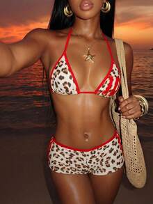 Vaytide Women Sexy Two Pieces Bikini, Leopard Print Boxers Design For Summer Beach Vacation - Multicolor - View 7