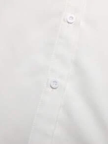 SHEIN 青少年女孩優雅校園簡約風 3D 花朵泡泡袖時尚襯衫 秋冬款 - 白色 - 查看 11