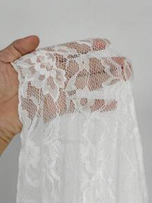 Maweii Plus Size Luxury White Sleeveless Blazer Vest Lace Skirt 2 Pieces Set Wedding Brunch Graduation Business Office Summer Casual Elegant - White - View 7