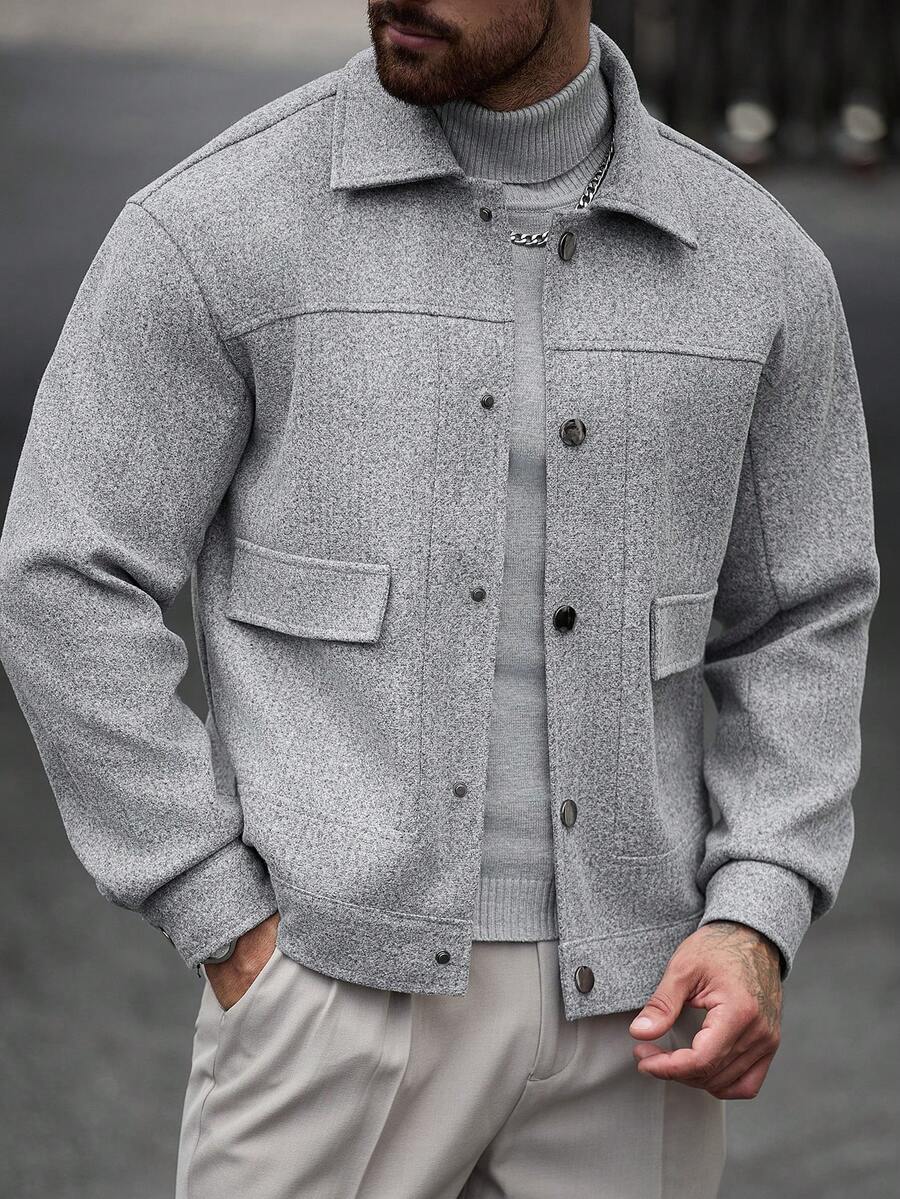 Manfinity CasualCool Men's Autumn/Winter Casual Overcoat - Light Grey - View 1