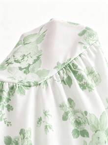 Vestido elegante para niñas preadolescentes con chal, de tela de punto texturizada rosa, vestido de manga larga ajustado con chal corto y lazo - Verde - Ver 8