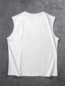 Manfinity ZONE917 Men's Funny Print Tank Top, Suitable For Casual Daily Wear And Street Style Photography - White - View 2