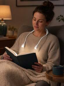 Neck Hanging LED Reading Light, Dual Flexible Gooseneck Heads Battery Operated Book Light, 3 Color Temperatures Eye Friendly Portable Neck Lamp For Bedside Reading Travel - multicolor - View 7