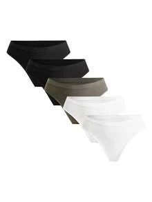 Ocili 5pcs Seamless Ribbed Comfortable Brazilian Briefs - Multicolor - View 7
