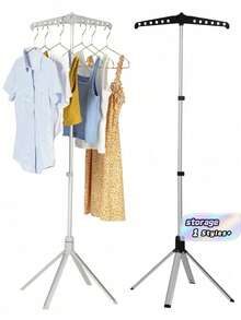 Foldable Clothes Drying Rack, Adjustable Handheld Steamer Iron Stand With Rotatable Garment Bar, Retractable Foldable Aluminum Garment Hanger Rack Holds 12 Clothes, For Ironing Garments & Indoor Home Festival Decorations - A - View 1