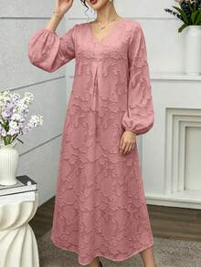 Yasmyna Spring/Summer V-Neck Light Pink Floral Print Dress - Pink - View 5