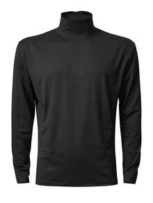 Manfinity Men's Solid Color Stand Collar Casual Versatile Daily Wear T-Shirt - Black - View 3