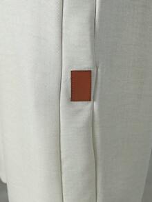 Manfinity CasualCool 男士西裝腰頭休閒短褲，適合送給男友或丈夫的禮物，完美適合作為日常戶外休閒穿著 - 杏色 - 查看 6