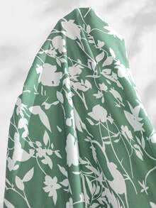 SHEINS Women's Summer Waist-Cinched Maternity Ditsy Floral Sleeveless Spaghetti Strap Strap Dress For Vacation And Dating - Green - View 8