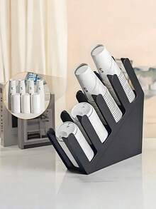 LAISONWARE 1pc 4-Slot Cup Holder - Heavy Duty Commercial Coffee Shop/Bar/Office Cup Rack | Space-Saving Countertop Storage Rack With Black Tray | One-Piece Non-Food Contact Design - Black Cup Holder - View 2