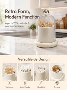 Joivida 1pc Household Cotton Swab Storage Box With Lid, Dental Floss Storage Tube, Bathroom Vanity Dustproof And Moisture-Proof, Multi-Functional Miscellaneous Item Storage Box. - multicolor - View 10