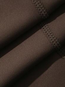 DAZY Elastic Fitted Solid Color Patchwork Adjustable Buckle Flare Leggings Elegant Casual Daily Wear Maternity Leggings Long All Season Fall - Brown - View 9