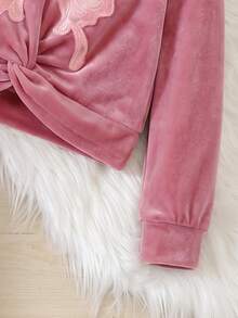 SHEIN Elladie kids 女童連帽外套套裝，休閒可愛復古 Y2K 風格，連帽衫，適合秋季返校、戶外、運動、日常穿著，舒適保暖套裝 - 粉色 - 查看 7