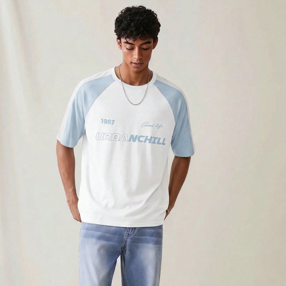 Casual Men's Letter Print Colorblock Daily Wear Summer T-Shirt