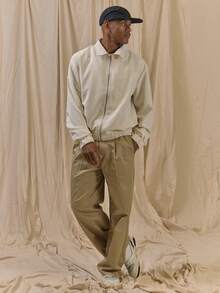 Musero Collared Harrington Jacket Elasticated Cuffs And Hem Button Detailing Spring Summer Essentials - Beige - View 5