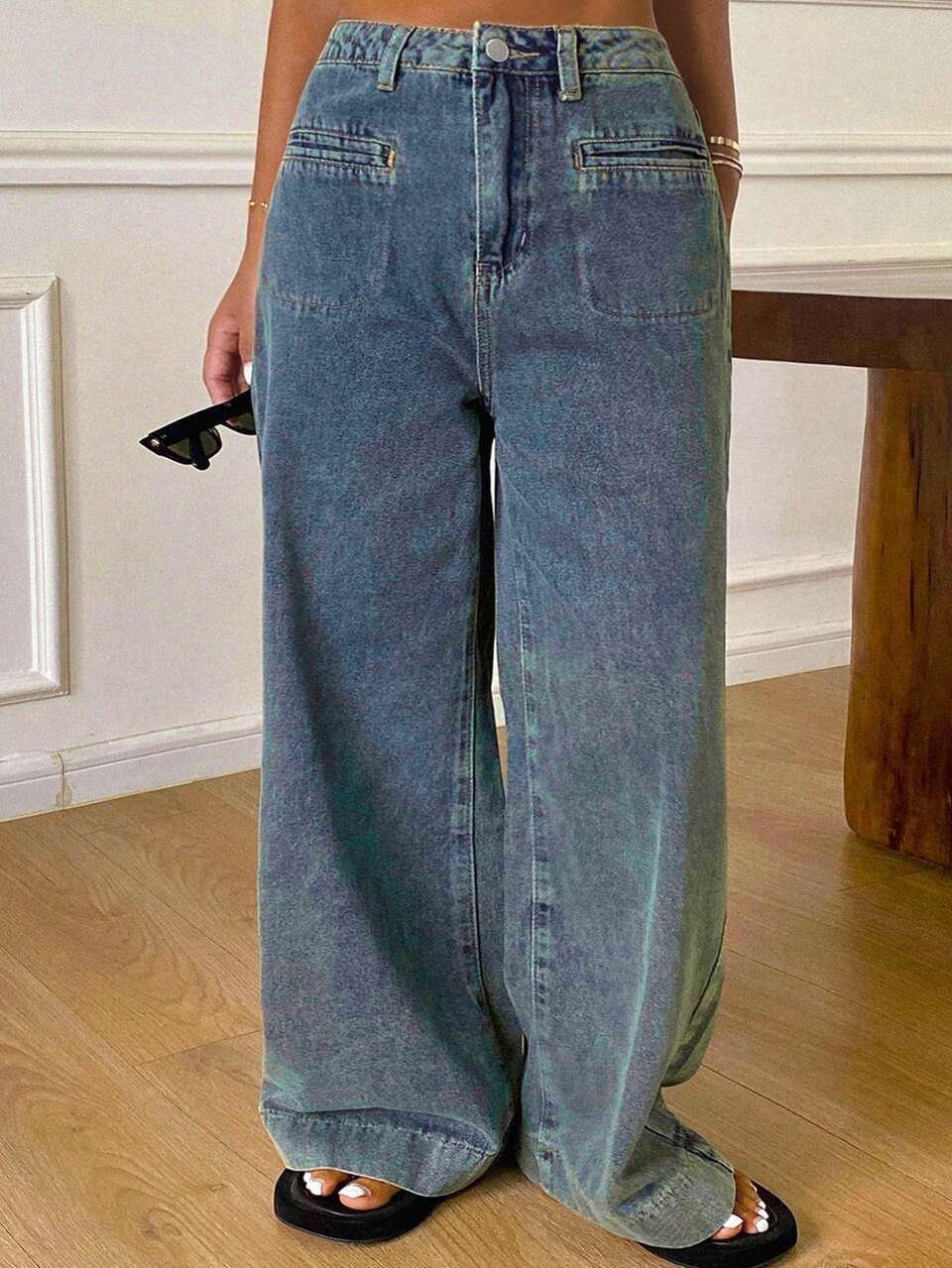 Dazy Plus Plus Size Women's Vintage Western Cowboy Straight Leg Versatile Casual Long Denim Jeans, All Season New Style Fall